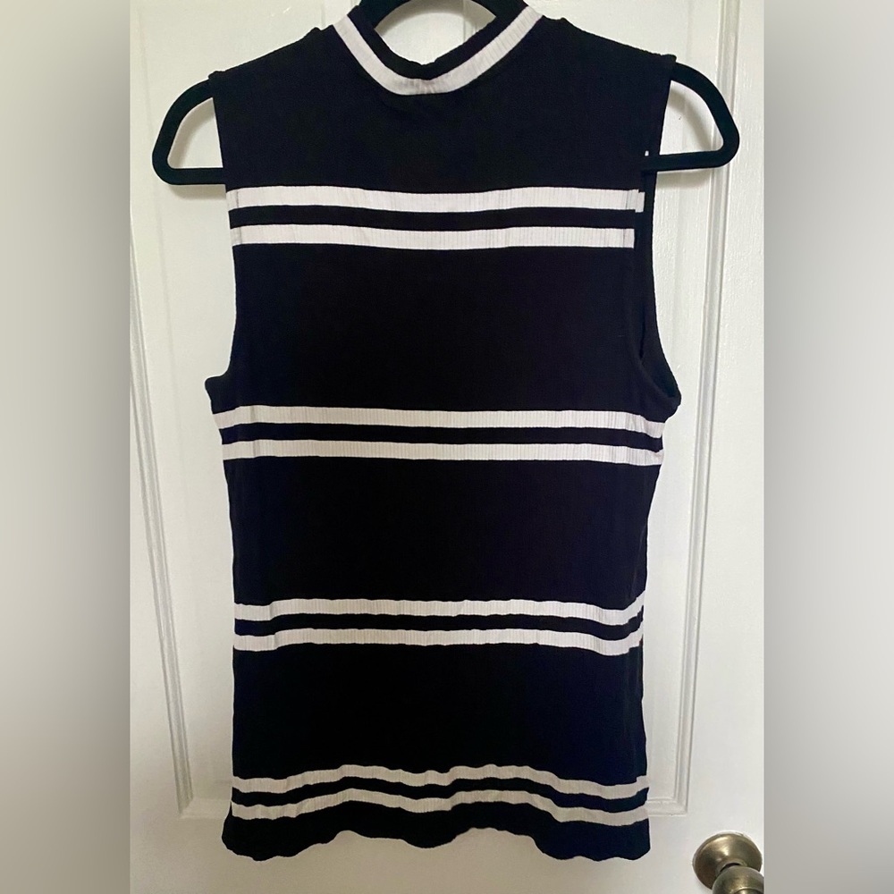 Elle Knit Black and White Striped Tank Top